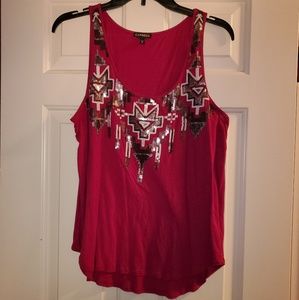 Express pink Aztec sequins tank